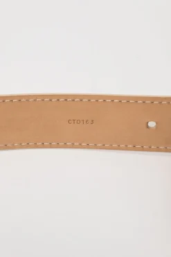 Damier azure coated canvas and leather buckle belt with gold-finish hardware