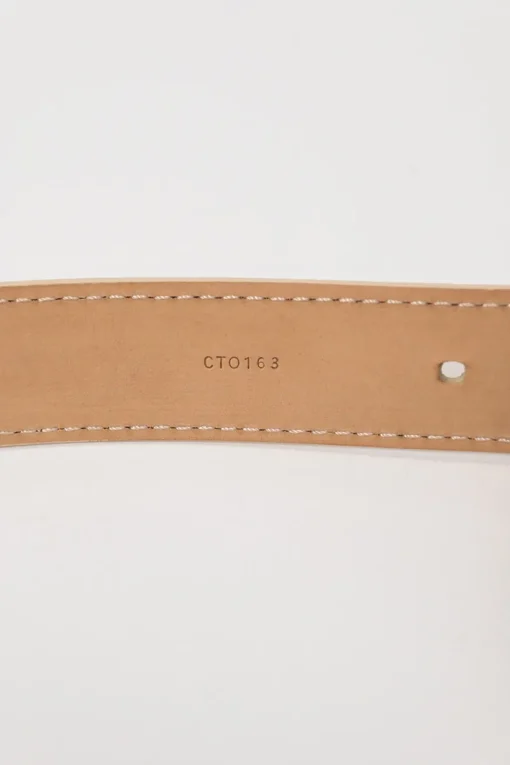 Damier azure coated canvas and leather buckle belt with gold-finish hardware