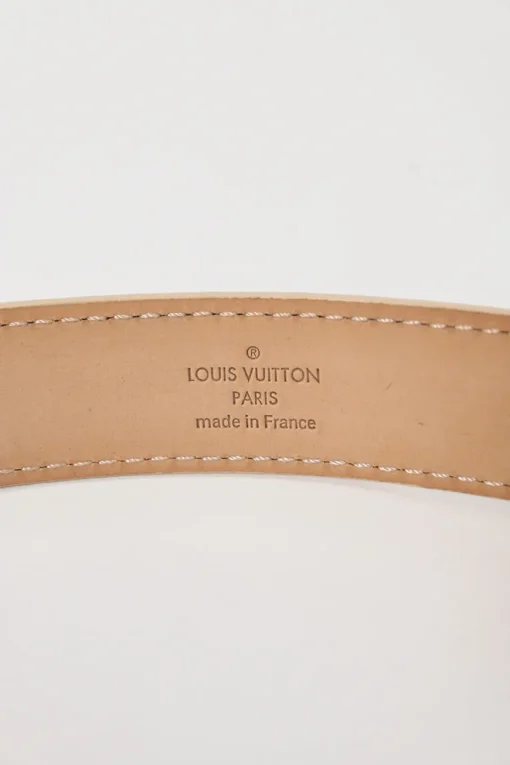Damier azure coated canvas and leather buckle belt with gold-finish hardware