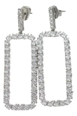Dangling crystal square-shaped earings