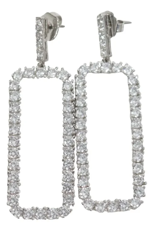 Dangling crystal square-shaped earings
