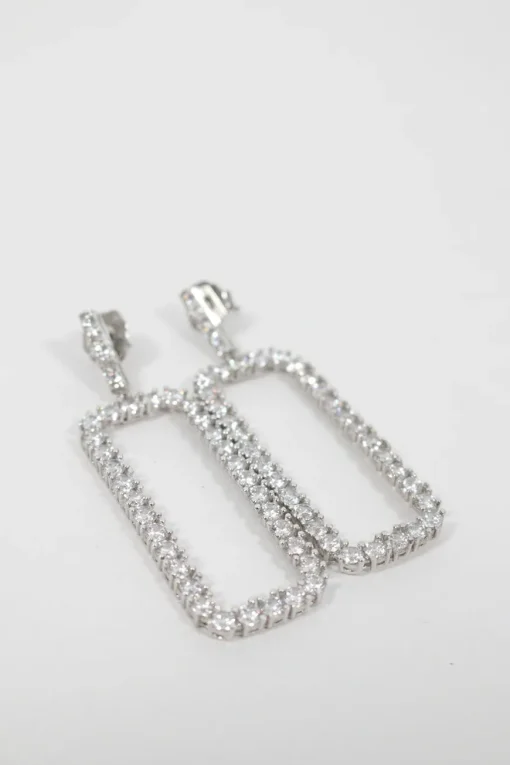 Dangling crystal square-shaped earings