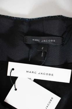 Dark blue pleated microcheck high-waisted pants