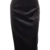 Dark brown velvet pencil skirt