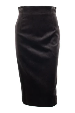 Dark brown velvet pencil skirt