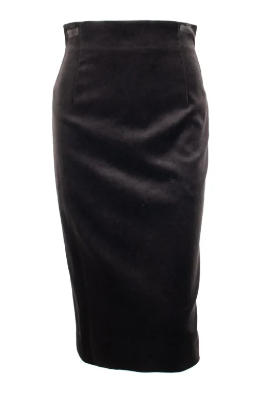 Dark brown velvet pencil skirt