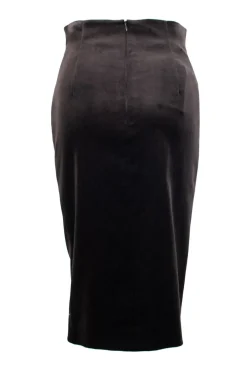 Dark brown velvet pencil skirt
