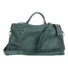 Dark Green Leather Black Out City Bag with shoulder strap