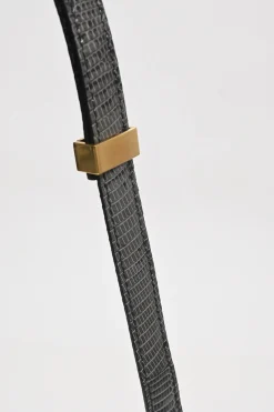 Dark grey lizard skin Medium Classic Box Bag with gold-tone hardware