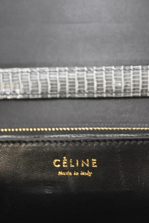 Dark grey lizard skin Medium Classic Box Bag with gold-tone hardware