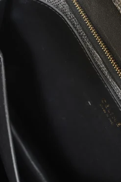 Dark grey lizard skin Medium Classic Box Bag with gold-tone hardware