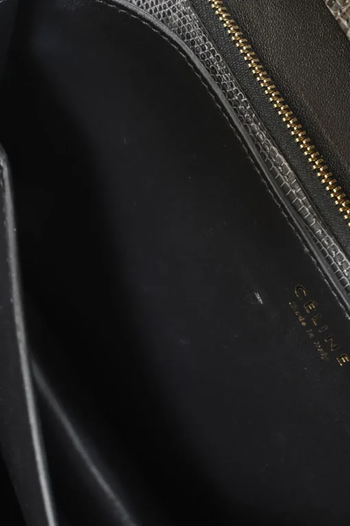 Dark grey lizard skin Medium Classic Box Bag with gold-tone hardware