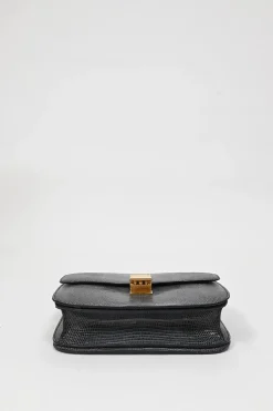 Dark grey lizard skin Medium Classic Box Bag with gold-tone hardware