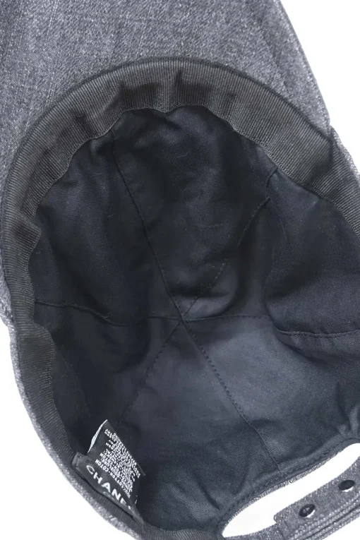 Dark indigo cotton denim snap baseball cap featuring embroidered Coco Mark motif