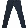 Dark indigo cotton-blend denim low-rise skinny jeans