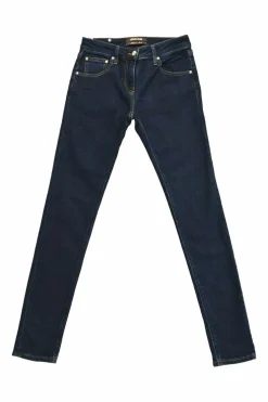 Dark indigo cotton-blend denim low-rise skinny jeans