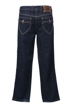 Dark indigo cotton-blend denim low-rise boot cut jeans