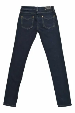 Dark indigo cotton-blend denim low-rise skinny jeans