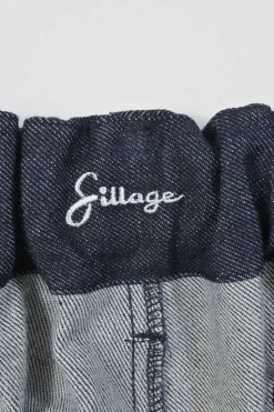 Dark indigo cotton-blend denim tuck pleat balloon leg jeans with drawstring waist