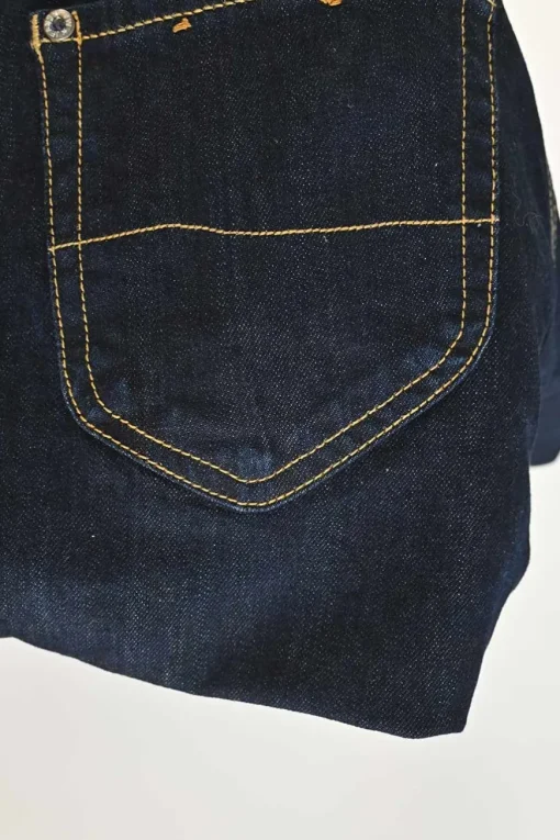 Dark indigo cotton-blend denim pull-on low-rise skinny Billy jeans with logo broderie motif along side seam
