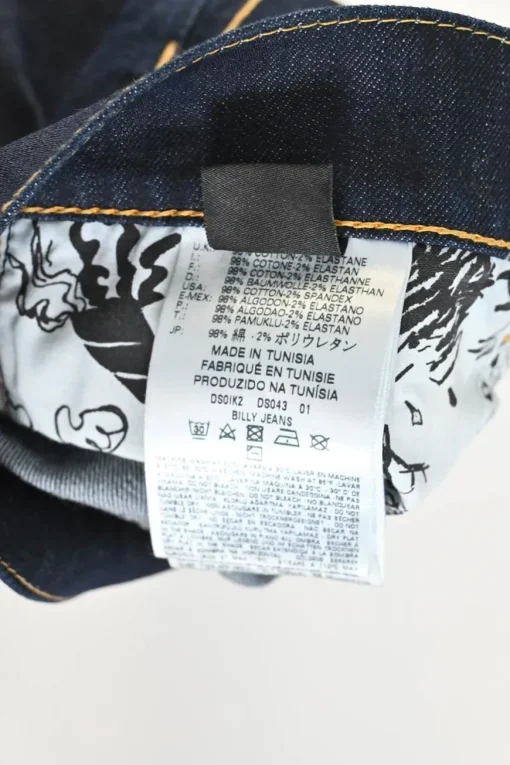Dark indigo cotton-blend denim pull-on low-rise skinny Billy jeans with logo broderie motif along side seam