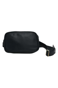 Dark navy leather shell fannypack belt bag
