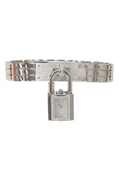 Diamond-set steel Kelly Mini Model 16mm convertible watch featuring detachable padlock