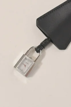 Diamond-set steel Kelly Mini Model 16mm convertible watch featuring detachable padlock
