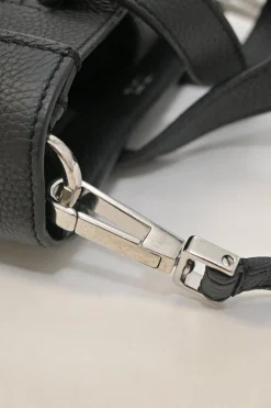 Dior Homme black pebbled leather saddle tote bag with detachable shoulder strap