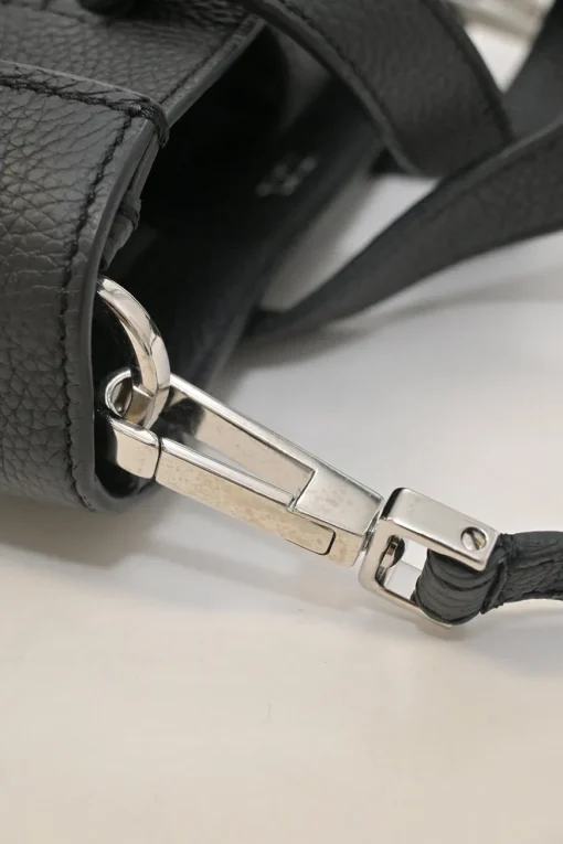 Dior Homme black pebbled leather saddle tote bag with detachable shoulder strap