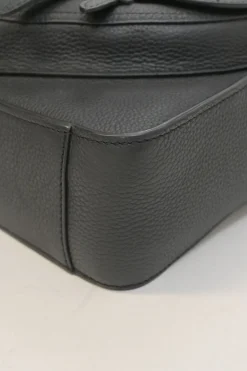 Dior Homme black pebbled leather saddle tote bag with detachable shoulder strap