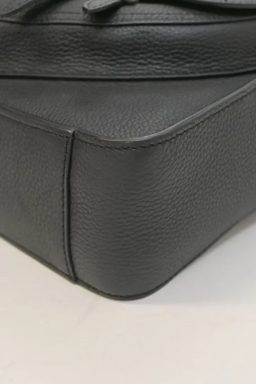 Dior Homme black pebbled leather saddle tote bag with detachable shoulder strap