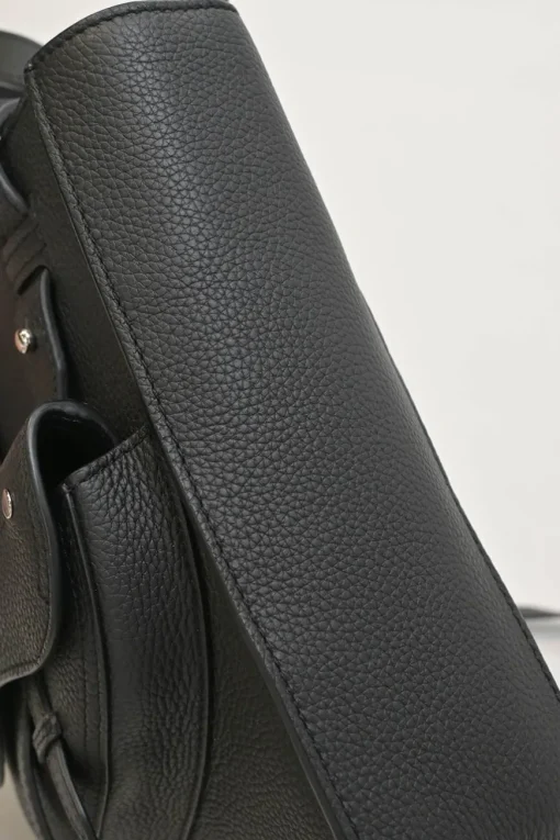 Dior Homme black pebbled leather saddle tote bag with detachable shoulder strap