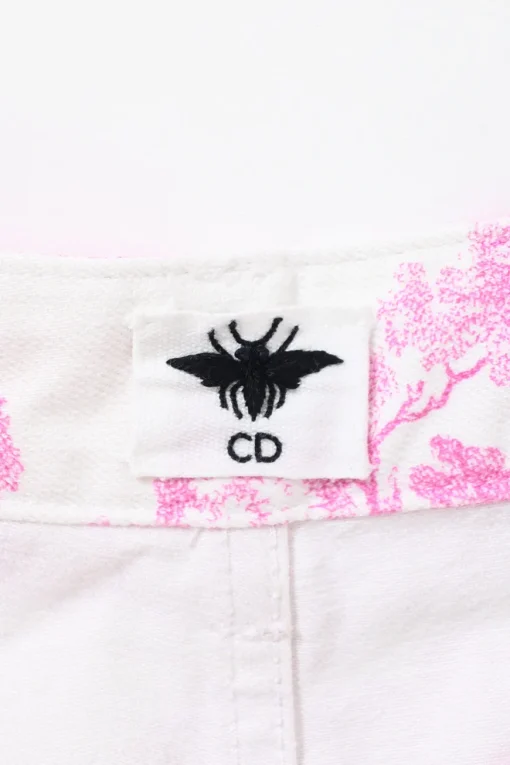 Dioriviera pink cotton denim high-rise wide-leg shorts featuring Sauvage Toile de Juoy motif