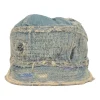 Distressed light-wash cotton denim Old Man and the Sea train driver cap