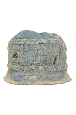Distressed light-wash cotton denim Old Man and the Sea train driver cap