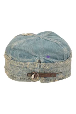 Distressed light-wash cotton denim Old Man and the Sea train driver cap