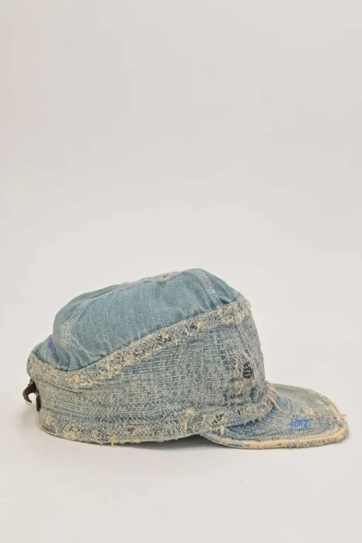 Distressed light-wash cotton denim Old Man and the Sea train driver cap