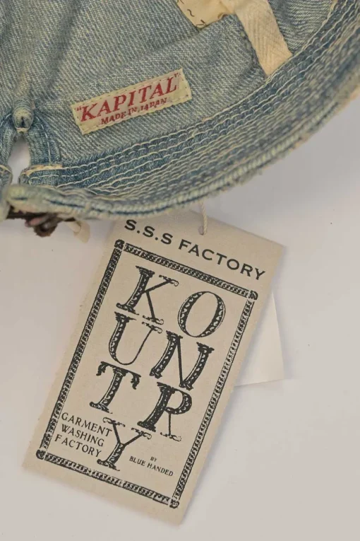 Distressed light-wash cotton denim Old Man and the Sea train driver cap