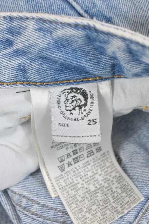 Distressed washed indigo cotton denim Aryel high-rise straight-leg jeans with turn-up cuffs