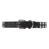 Dolce &amp; Gabbana black leather adjustable metallic buttons with silver tone double hole buckle