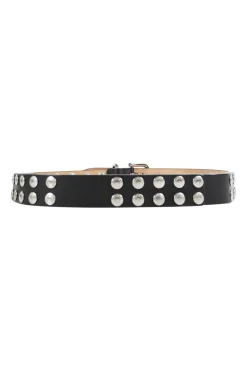 Dolce &amp; Gabbana black leather adjustable metallic buttons with silver tone double hole buckle