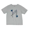 Dusty blue screen-printed cotton jersey crewneck pullover t-shirt featuring Clic Clac motif