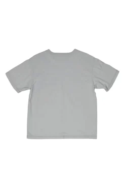 Dusty blue screen-printed cotton jersey crewneck pullover t-shirt featuring Clic Clac motif
