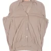 Dusty rose cashmere cap sleeve button-front slouchy cardigan