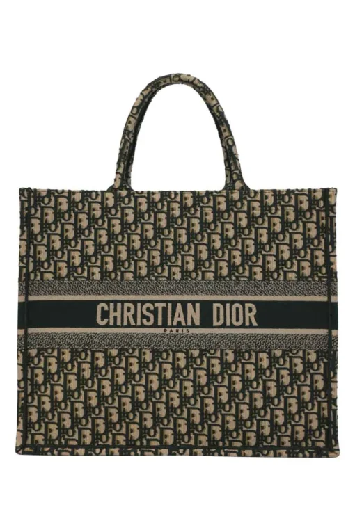Ecru and navy logo-embroidered oblique monogram jacquard canvas Book Tote