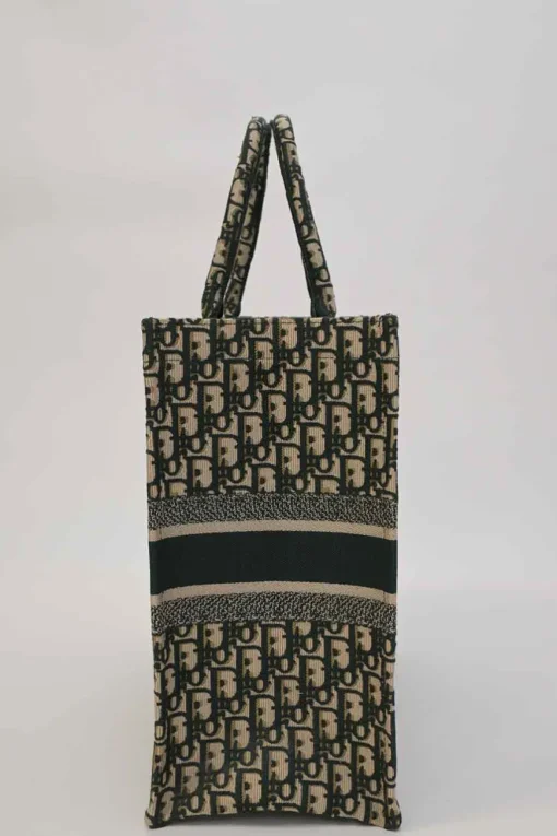 Ecru and navy logo-embroidered oblique monogram jacquard canvas Book Tote