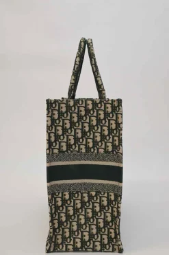 Ecru and navy logo-embroidered oblique monogram jacquard canvas Book Tote