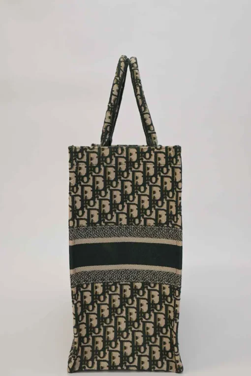 Ecru and navy logo-embroidered oblique monogram jacquard canvas Book Tote