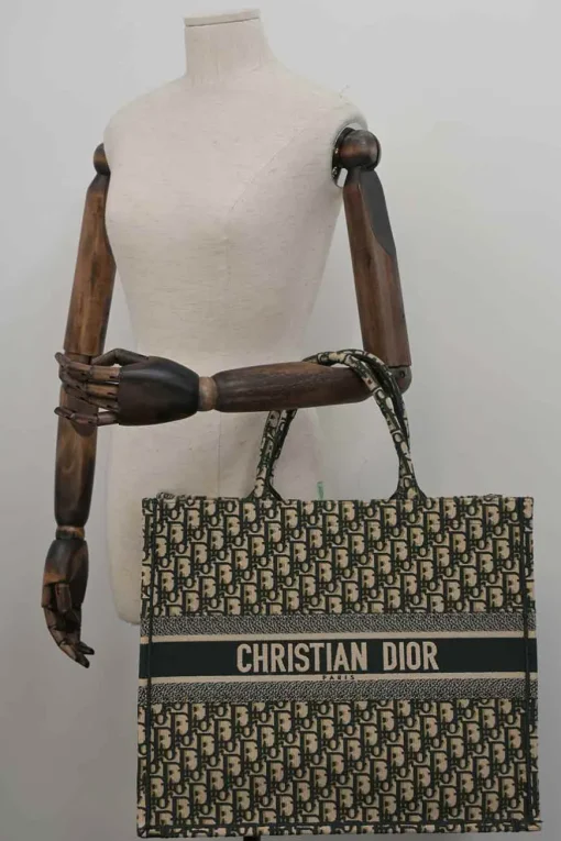Ecru and navy logo-embroidered oblique monogram jacquard canvas Book Tote